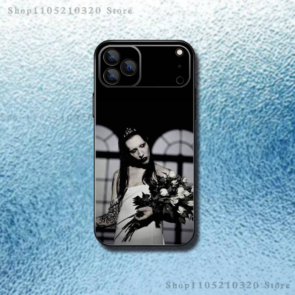M-Marilyn M-Manson Phone Case For iPhone 17,16,15,14,13,12,11,Pro Max,XSX,,XR,SE,Mini,8,7,Soft Silicone Black Cover