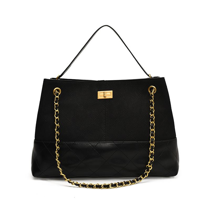 Bag women's new contrasting color retro matte chain one shoulder underarm bag portable messenger tote bag tide