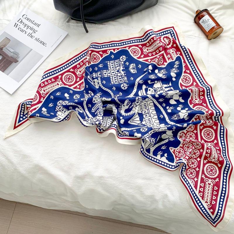 Cashew flower silk scarf new trend bag headscarf headband neck protector scarf scarf small shawl triangle scarf fart curtain