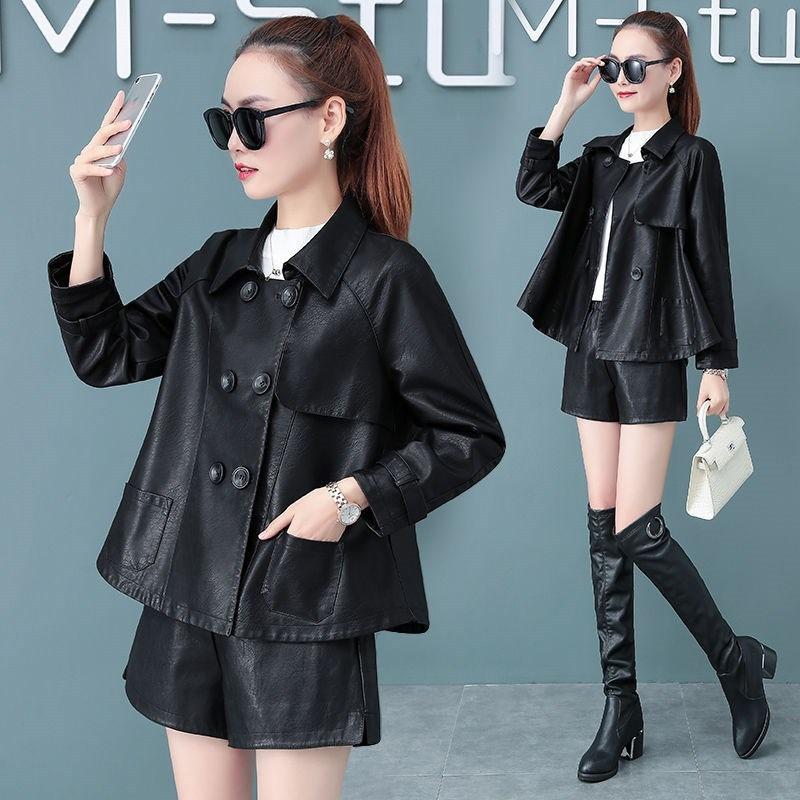 New Autumn Korean Style Loose Short Coat Women's Leather Jacket Skirt Popular Motorcycle Top Small Leather Jacket