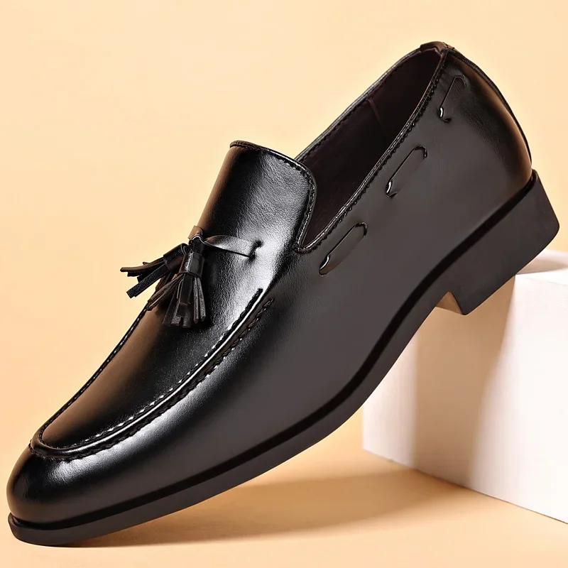 Fashion 2025 New In Designer Style Dress Leather Shoes for Men Shoe Business Casual Slip On Wedding Party Black Plus Size 38-46