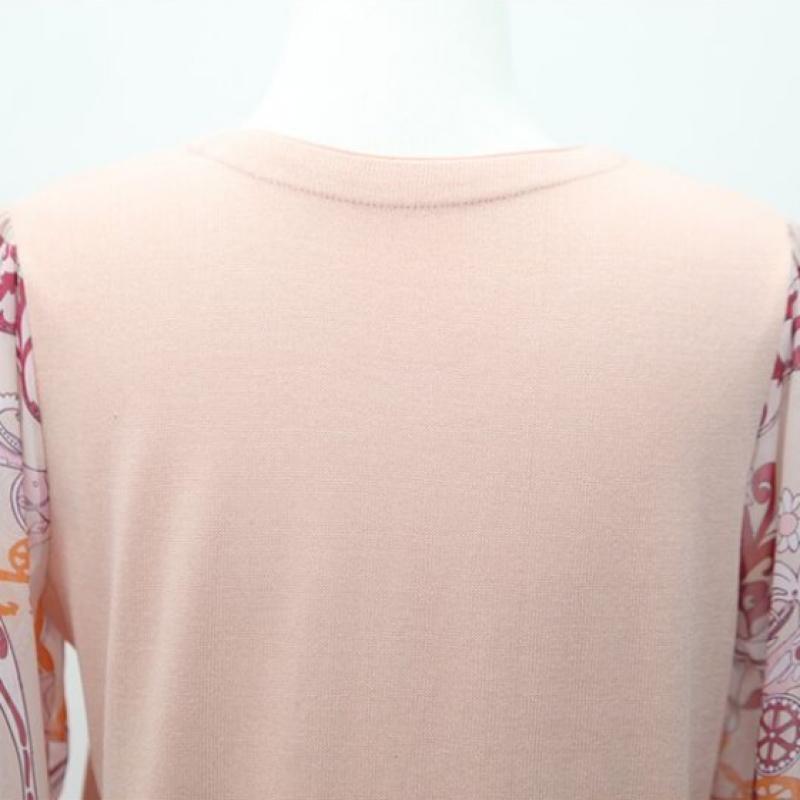 Shiz Madam Guest Look Combi Round Knit With Chiffon Sleeves T57261