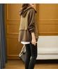 2025 Autumn Korean Style Color Block Hooded Zip-Up Slimming Sweatshirt for Women