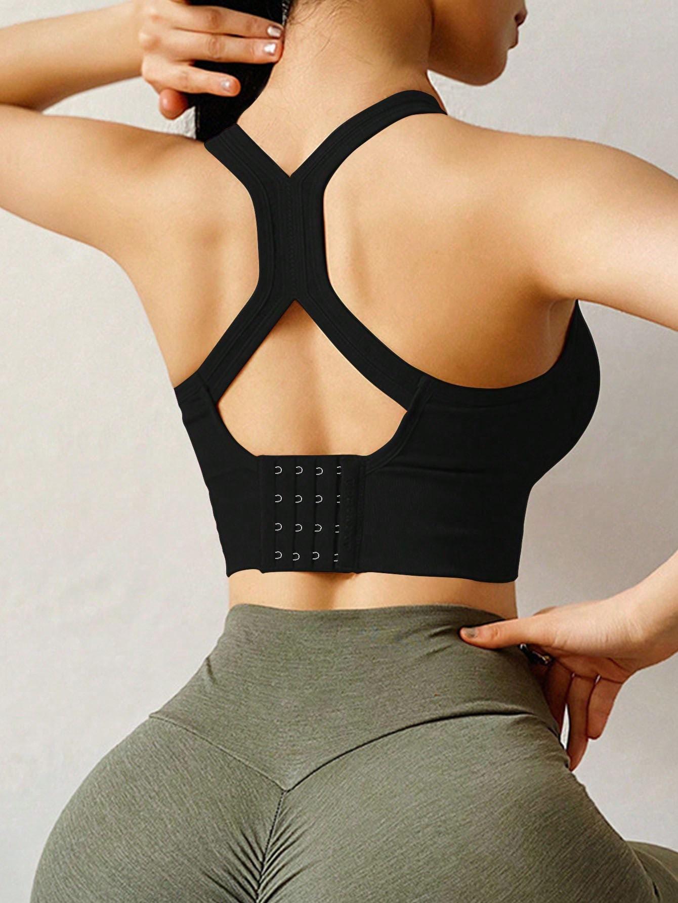 

Wire-Free Sports Bra: Shockproof, Beautiful Back, with Removable Pads - Popular in Europe and America Large чорний