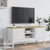 VidaXL Meuble TV FLORO blanc 114x43x55 cm bois massif de pin, banc TV, meuble hifi, centre de divertissement, buffet TV, 374015