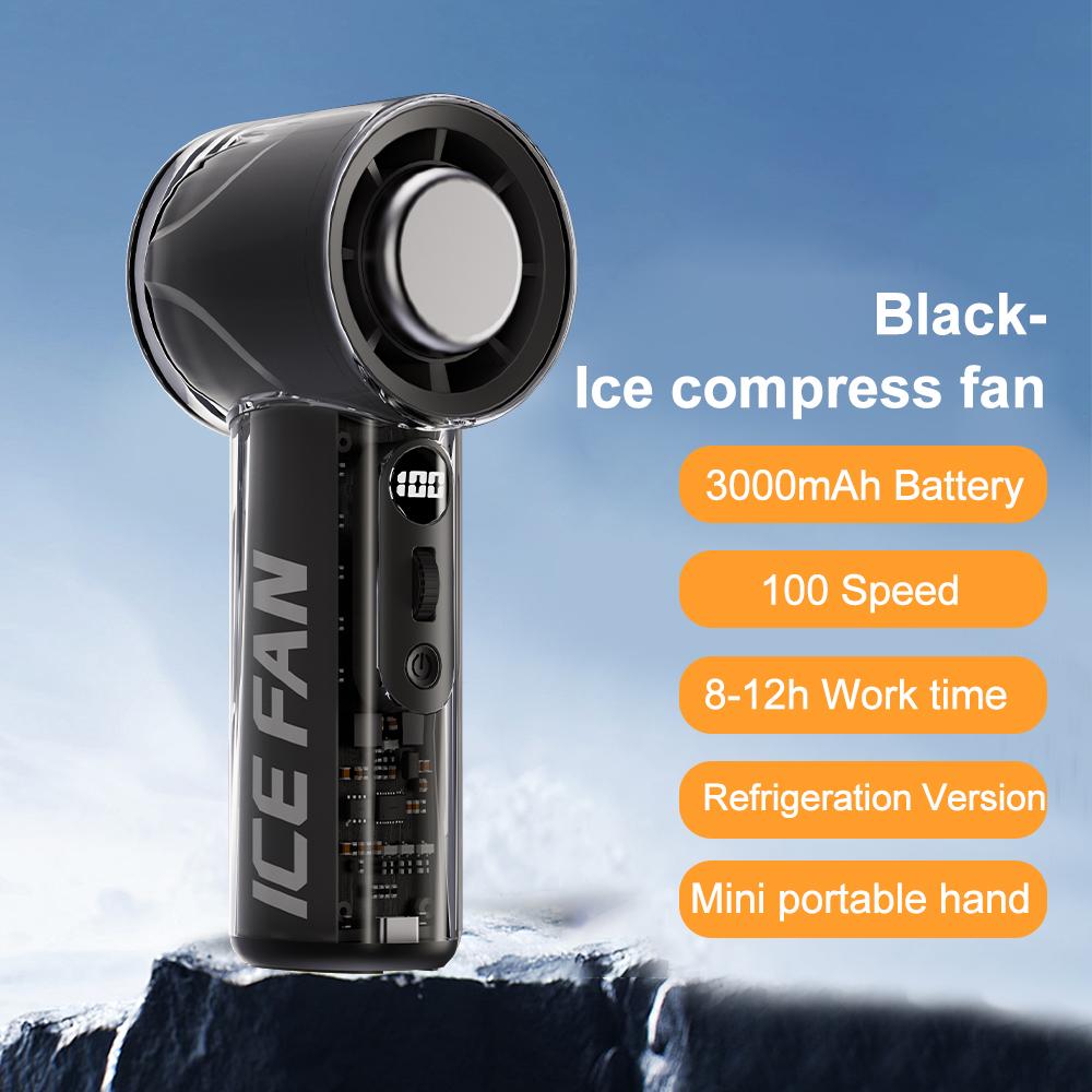 

Вентилятор Turbos Chilled Ice Sensation Cold Fan 3000 мАч Перезаряжаемый Мини Вентилятор Turbos 100 скоростей Уличный Портативный Ручной Вентилятор для Охлаждения Воздуха чёрный