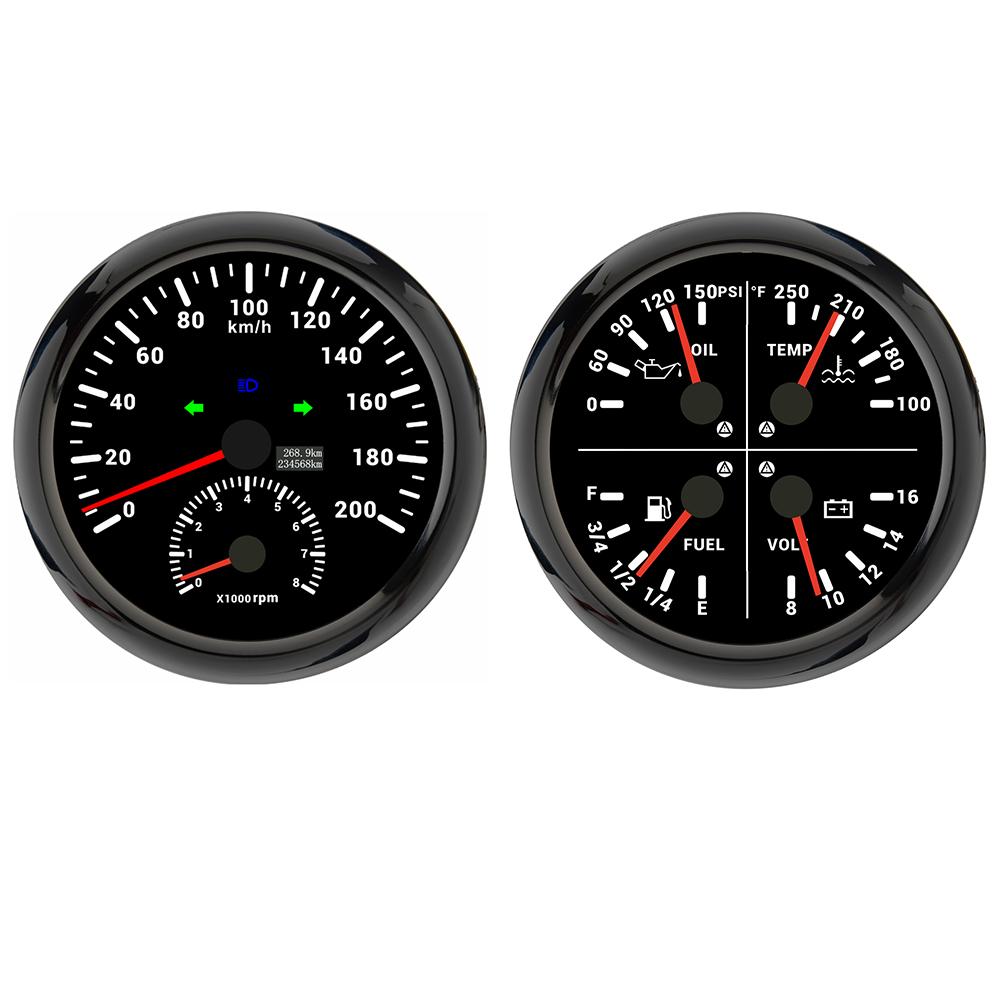 ELING 110MM GPS Speedometer 0-120KMH 0-200KM/H 0-120M 0-160MPH with RPM Tachometer with 4in1 Multifunction Meter with Backlight