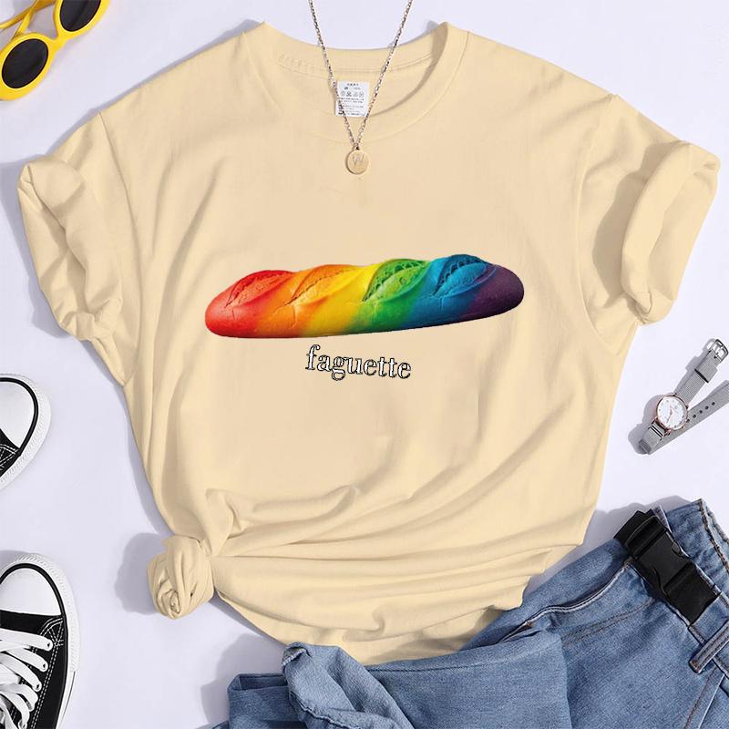 Fun Baguette Faguette LGBT Tshirts Women Men Short Sleeve Lesbian Bisexual Streetwear Fashion Crewneck GAY Trend Tshirts