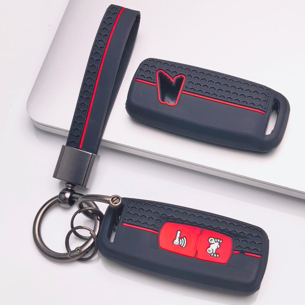 Soft Silicone Remote Key Case for Honda PCX125 PCX150 PCX160 ADV150 Vario Click125 with Keychain Honeycomb Texture Shockproof Key Shell Accessory