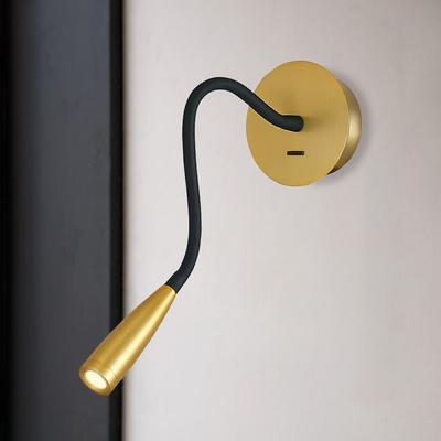 Goldene LED-Wandleuchte für den Nachttisch mit Schalter Arbeits-Studien-Leseleuchte Flexibler Schwanenhals Verstellbar für Hotel-Kopfteil Nachtlicht