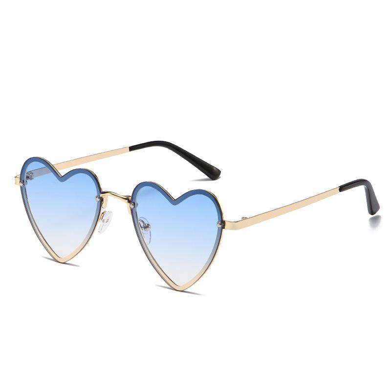 Internet celebrity peach heart decorative sunglasses women's new metal personality trendy glasses fashion wear heart sunglasses