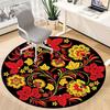 1pc Red Yellow Floral Pattern Carpet, Round Non Slip Durable Large Size Office Carpet, Suitable for Office