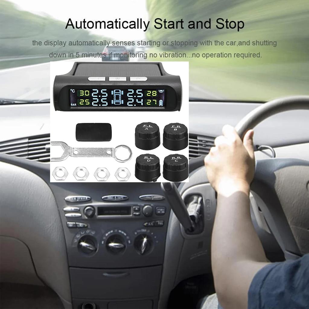Car Detector 4 Sensors Tpms Tire Pressure Monitoring System Auto Security Detector Pressure Waterproof Tire Pressure Temperatur