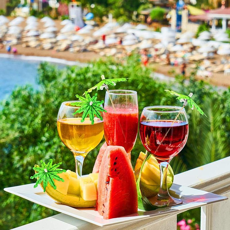 10 ks tropická palma papírový deštník koktejl jídlo výběr ovoce košíčky dortíky havajské narozeninové párty svatební dekorace