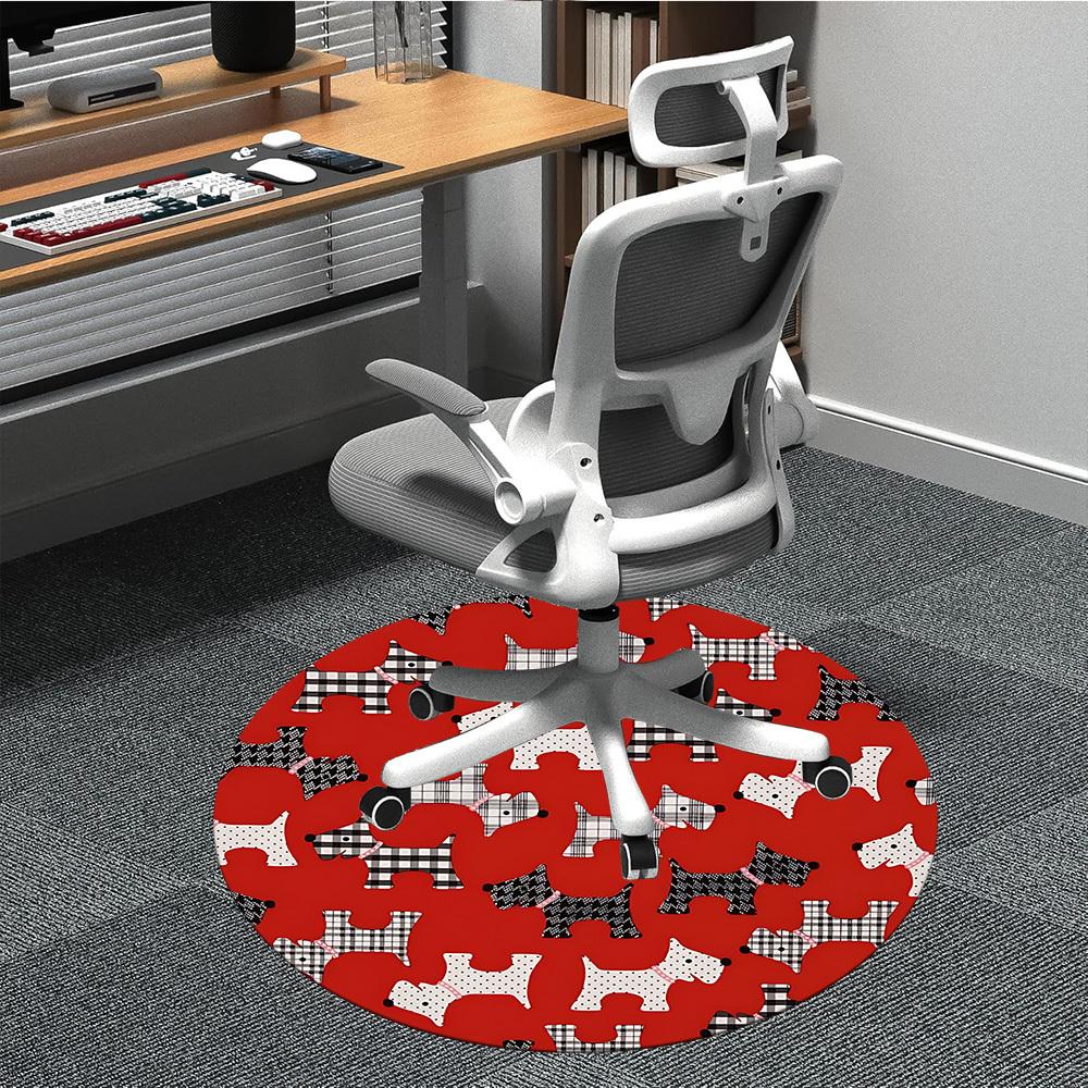 1pc Dogs Pattern Office Round Rug, Non-slip, Soft and Durable Office Rug for Interior Decoration, Perfect for Office, Beautiful Decoration yy260323062 80cm by 80cm
