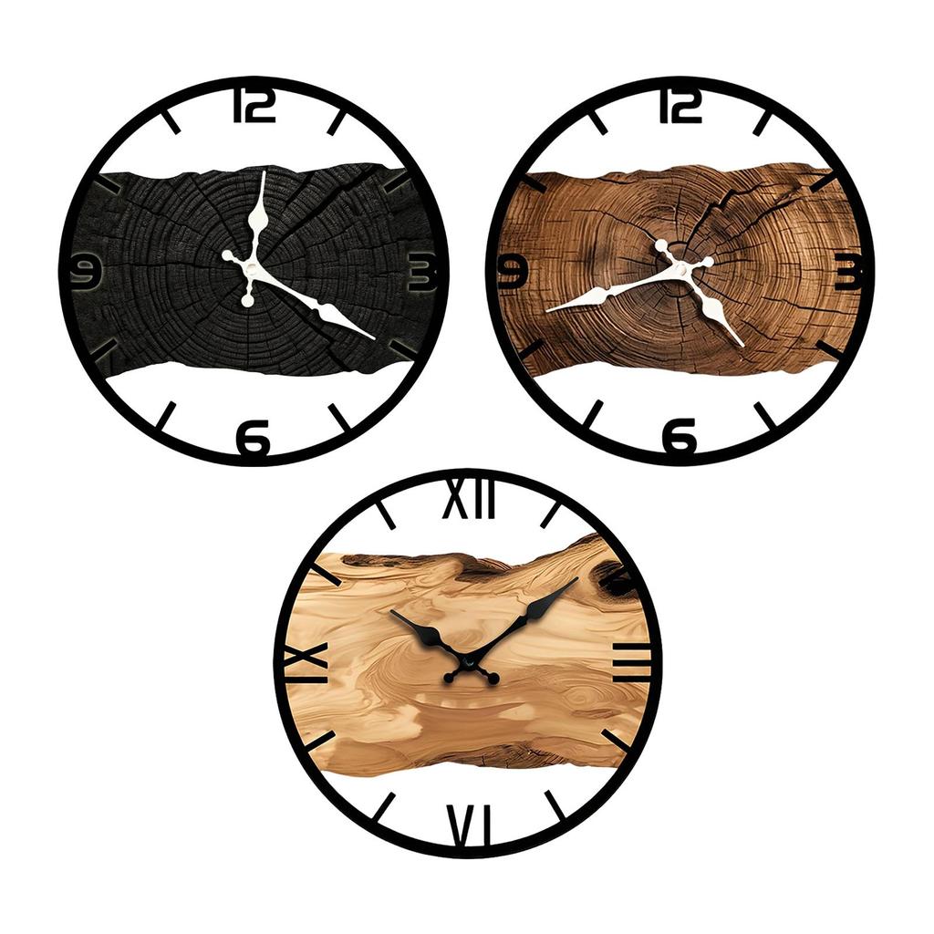 Stille Wanduhr Vintage Heimdeko Leicht ablesbar Wanduhr Bauernhaus Dekor Jahresringuhr für Bauernhaus Wohnzimmer