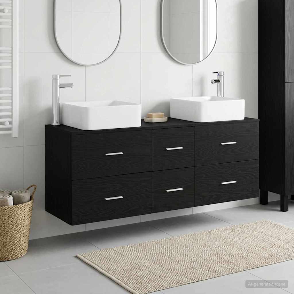 Bathroom Cabinet Set 3 Pcs Black 49.5 X 41 X 63 Cm