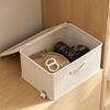 Lidded Clothes Storage Box, Linen Cotton Extra Large Capacity Household Folding Large Wardrobe Clothing Lockable Organizer Box