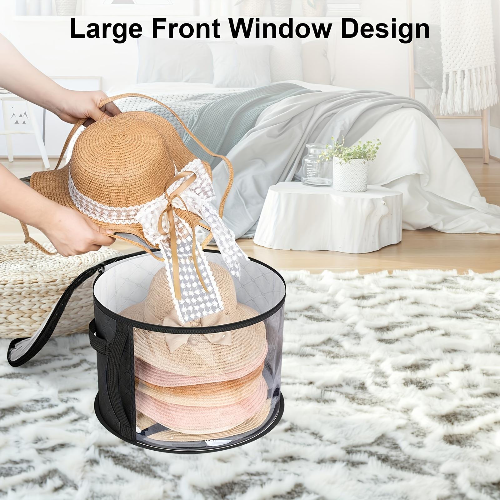 

[Durable | Foldable] Foldable Transparent Hat Storage Box with Black Bow Details | Durable and Round Container with A… More