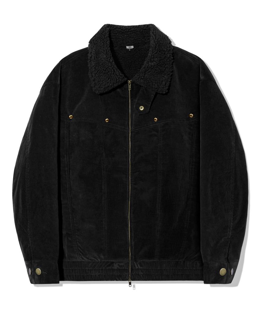 Trillion Sherpa Corduroy Studded Western Jacket_Black