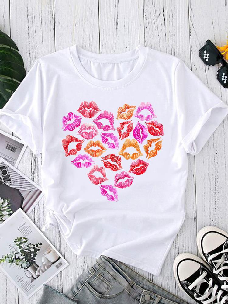 (Asian Size) Short Sleeve T-shirts O-neck Casual Clothing Fashion Female flower style cute Women's Top T shirt Printed Graphic Tee