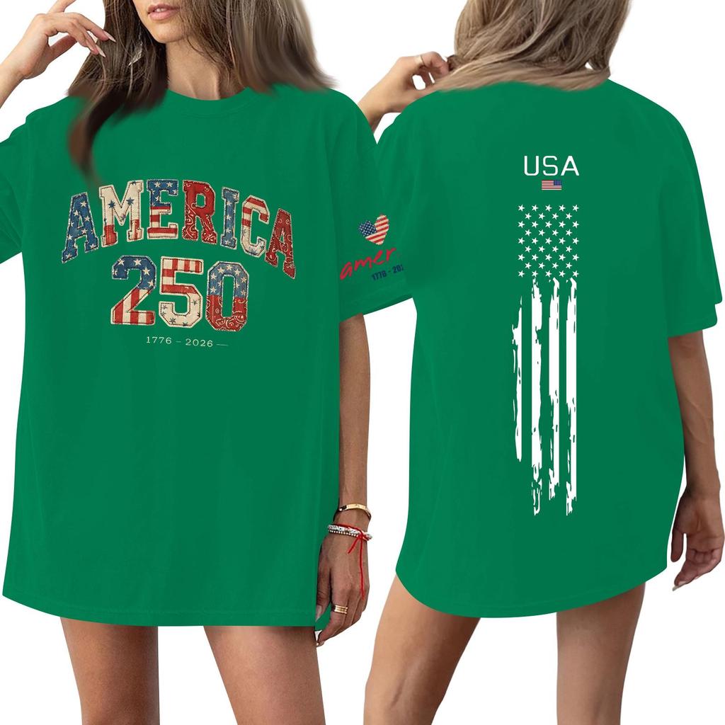 Women's Casual Fashion Round Neck Casual Print Short Sleeve T-Shirt Top
