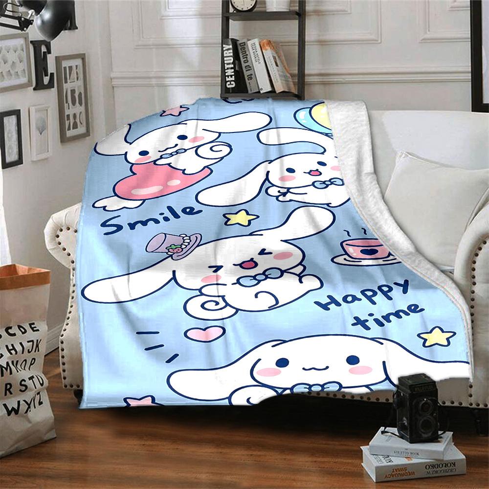 1pc Lucky Rabbit Blanket Lightweight Flannel Throw for Sofa Bed Travel Camping Livingroom Office Couch Chair