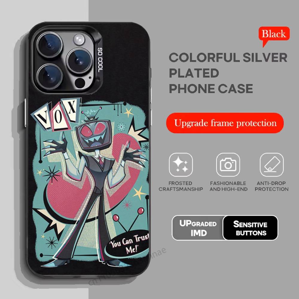 H-Hazbin VOX H-Отель Доверьтесь Нам Чехол для Телефона Для iPhone 17,16,15,14,13,12,11,Pro,Max,Plus,Mini,X,XS,XR,8,S,SE Мягкий Черный Чехол iPhone15