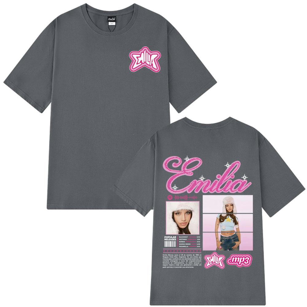 2025 Summer Graphic  Singer Emilia Mernes MP3 Tour Clothing for Men Aesthetic 100 Pure Cotton Breathable Leisure Tshirt Y2k