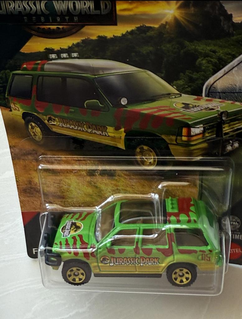 Genuine Matchbox Toy Car 1/64 Jurassic World Rebirth Ford Explorer Simulated Vehicle Model Toys Boys Collection Birthday Gifts