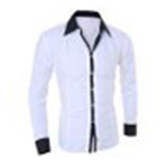 Business Herren Umlegekragen Langarm Colorblock Baumwolle Abschlussball Slim Hemd