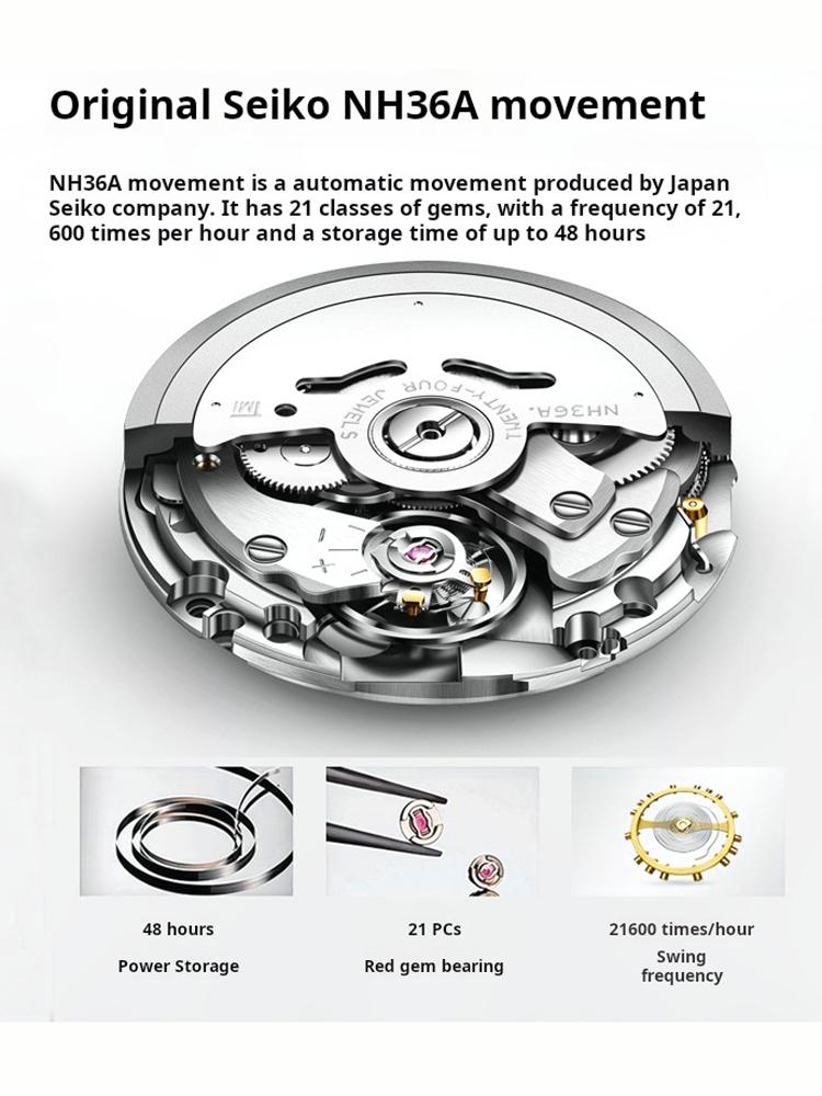 IW Rose Gold Blue Men's Watches Trend Fashion Fine Steel Original Automatic Mechanical Watch for Man MIYOTA Movement Calendar