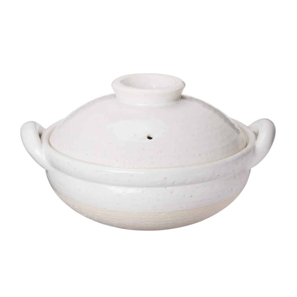 Hasenen Earthen Pot Healthy Steam Pot Medium 27 Cm 2000 Ml For People Open Fire Only White Iga Ware Made In Japan 2-4 ZW-23