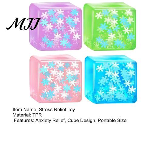 Snowflake Stress Ball 1/4Pcs Frosted Ice Cube Squeeze Toy Anxiety Relief Glow-in-the-dark Glowing Sensory Soft Stretchy Pinch Party Favors TPR