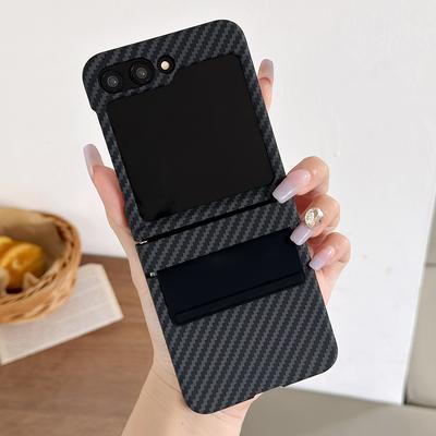 Luxury Carbon Fiber Pattern With Hinge Case For Samsung Galaxy Z Flip 6 5 4 3 5G Ultra Thin Shockproof Hard PC Cover For Z Flip6