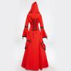 Halloween Victorian Witch Costume Vintage Court Hooded Vampire Medieval Performance Dress Women