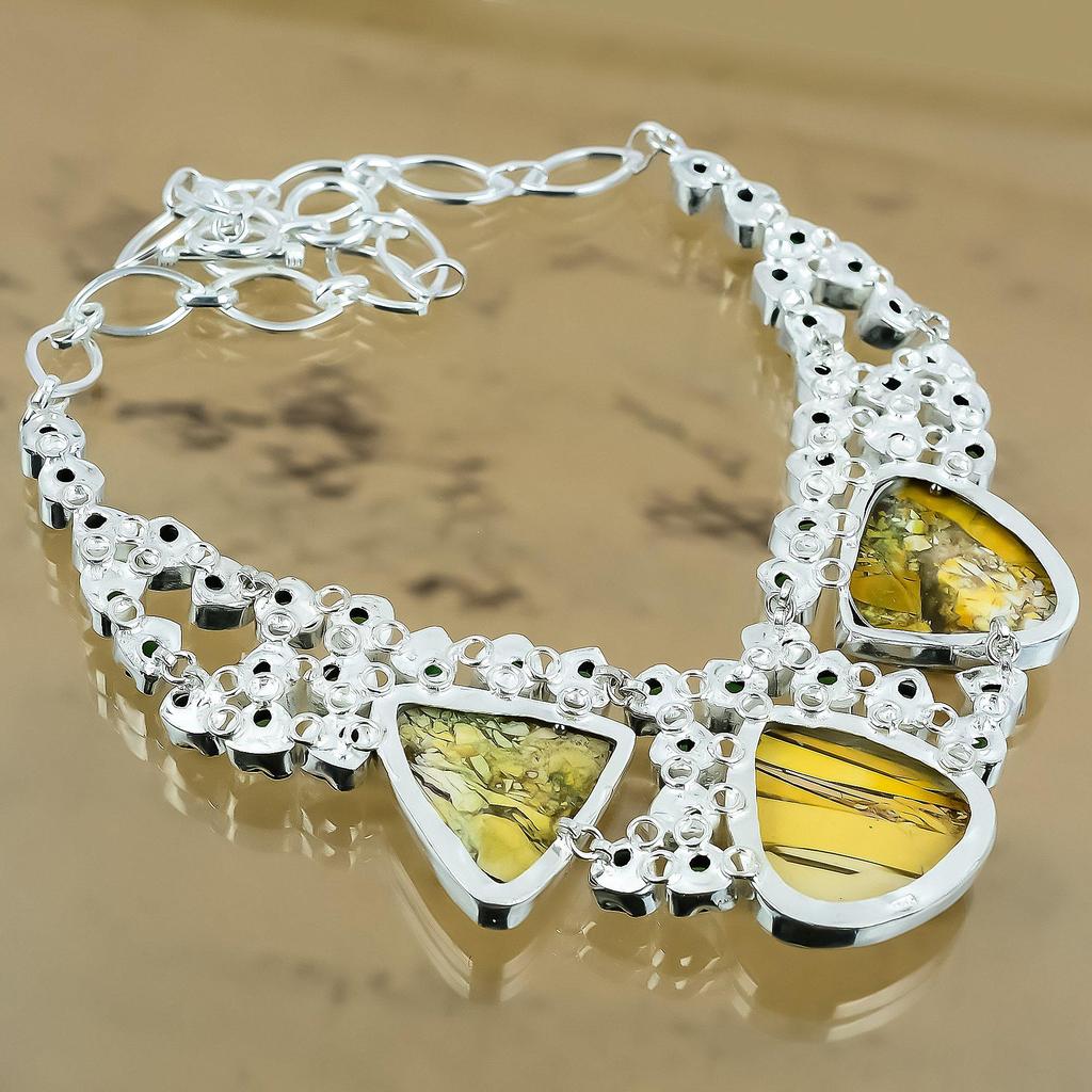 Gift For Her Natural Brecciated Mookaite Chain Adjustable Necklace 925 Silver