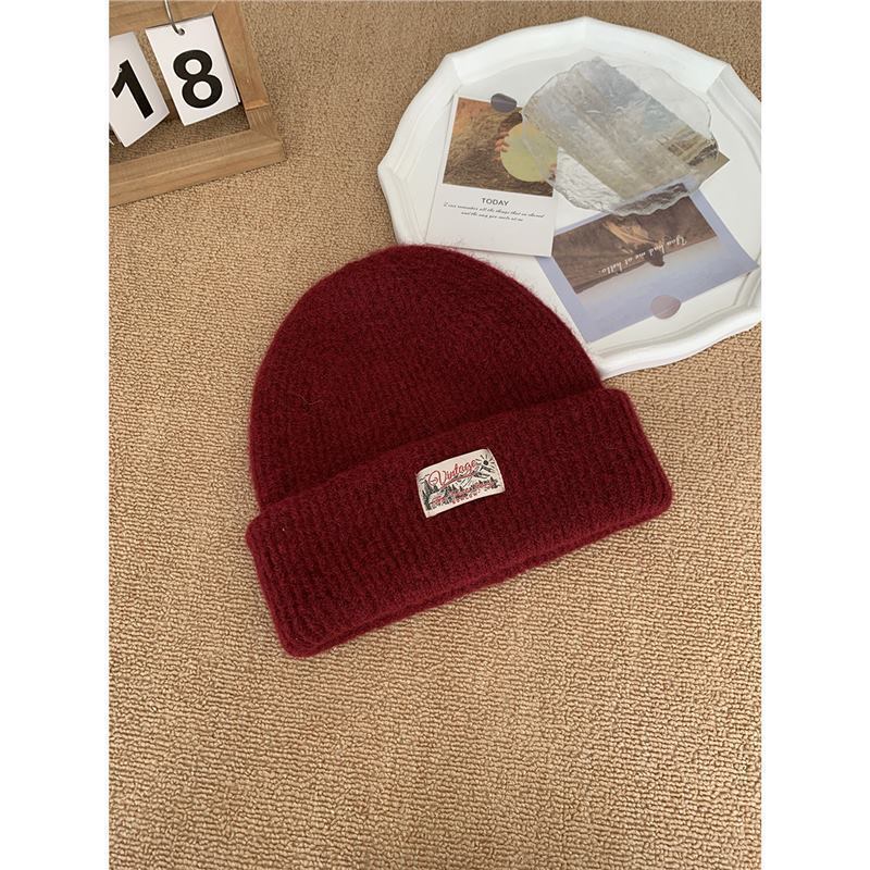 

Cotton Knitted Beanie Hat For Women With Warm Coverage For Winter Outdoor Activities красный