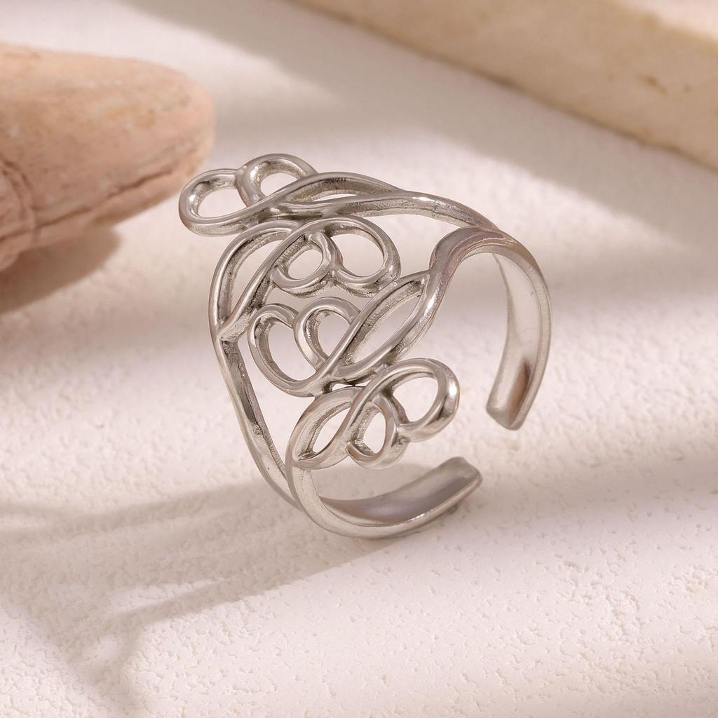 European & American Women's Stainless Steel Open Ring - Light Luxury, Titanium, Non-fading Fashion Style.