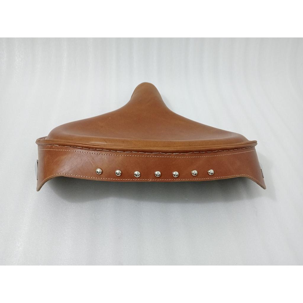 Solo Seat For Harley Brown Leather Skirt Knucklehead Panhead Shovel TC Bobber