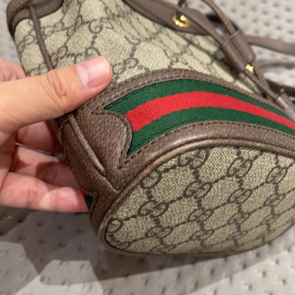 [Pre-Owned] Gucci Ophidia Mini Bucket Bag 'Beige/Ebony' - Very Good #11C711R