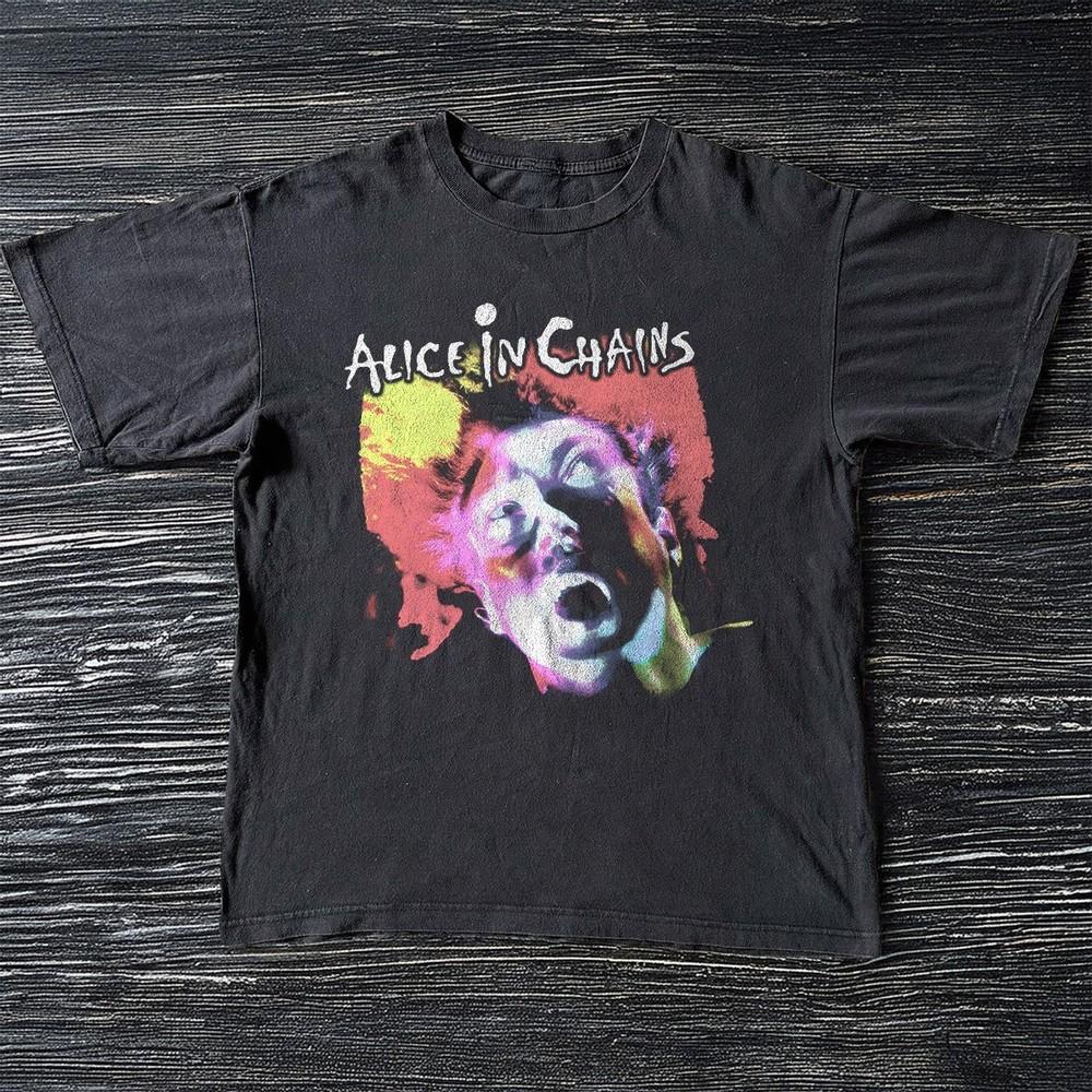 Alice In Chains FACELIFT Tour Graphic Black Cotton Tshirt Unisex T-Shirt L