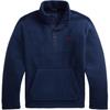 Polo FW24 Bluza pulowerowa z polaru z haftowanym logo małego kucyka z półwysokim dekoltem Męska bluza Granatowy MNPOKNI16821204-410