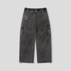 BLACK MOMENT Washed Cargo Elastic Waist Wide Pants [Khaki]