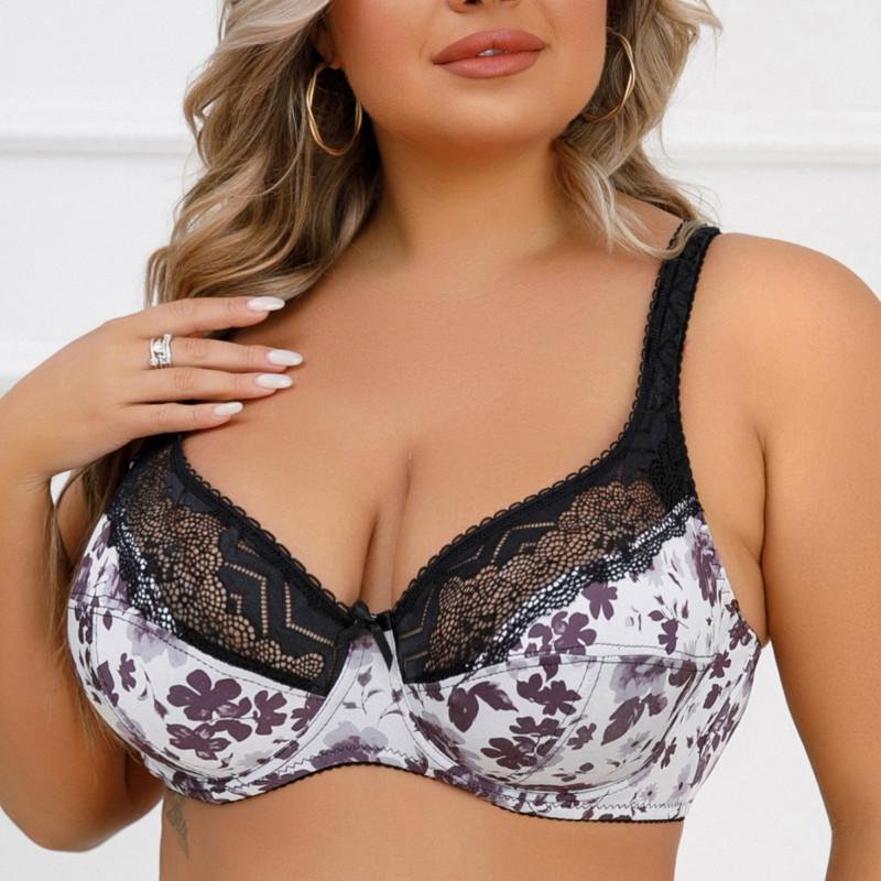 Ultra-thin Underwire Lace Bra Push Up Adjustable Double-breasted Cups Women