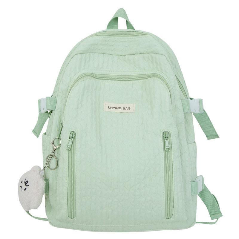 

School bag female high school student junior high school student cute girl backpack college student large capacity simple versatile backpack default світло-зелений колір