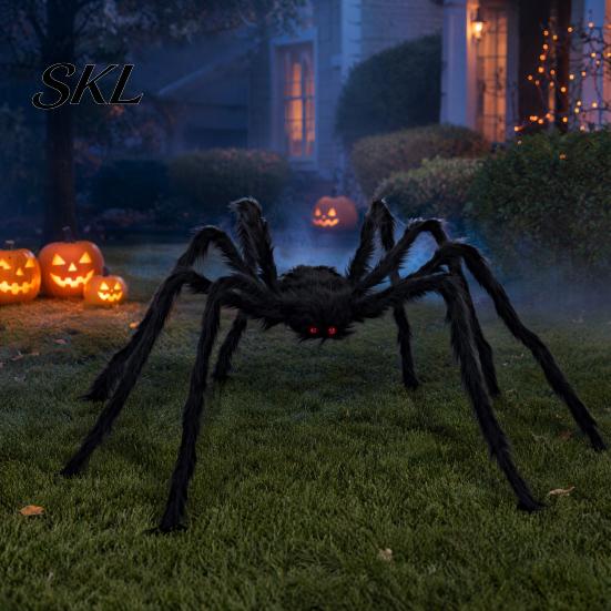 Realistische Spinnen-Requisite Halloween-Dekoration, Groß, Flauschig mit Roten Plüschtieraugen für Außenbereich, Innenbereich, Garten, Hausparty, Spukhaus-Dekor