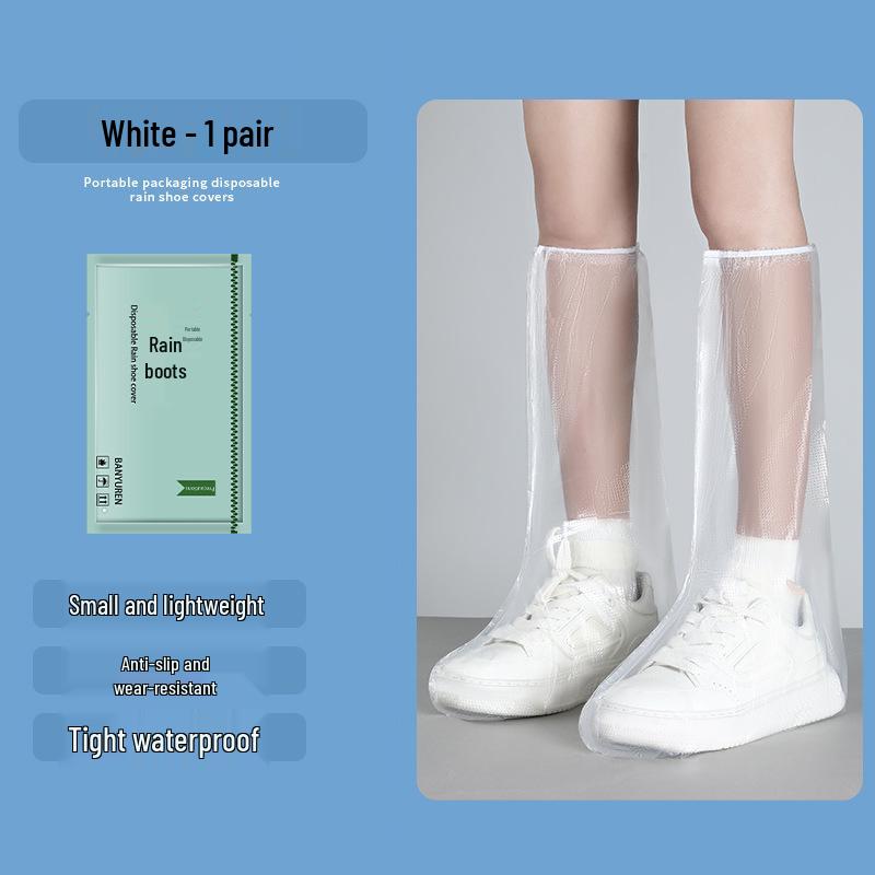 

Портативные водонепроницаемые толстые прозрачные одноразовые бахилы - индивидуально упакованы для использования на открытом воздухе Tall Transparent White (38g)