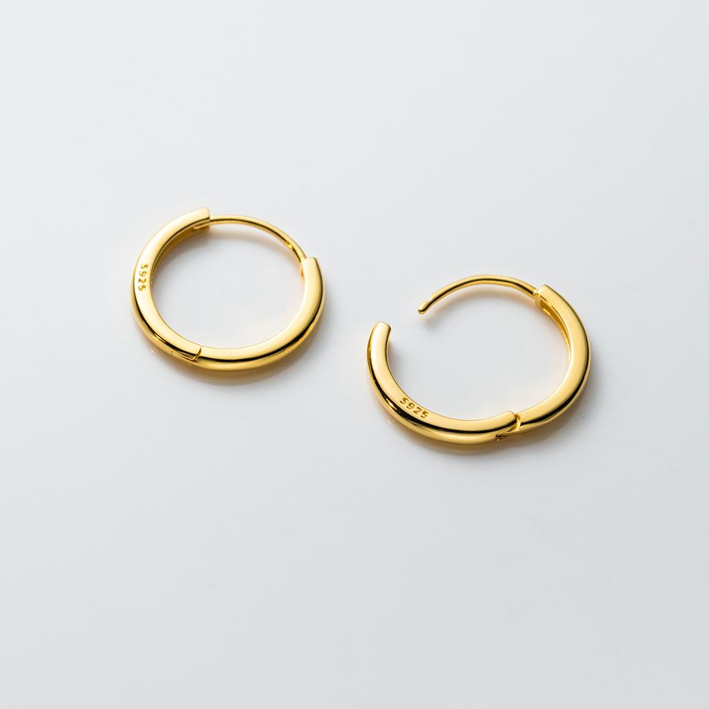 925 Sterling Silver Simple Circle Ear Buckle14mm - 18mm Platinum Plated Hypoallergenic Hoop Earrings For Women Jewelry