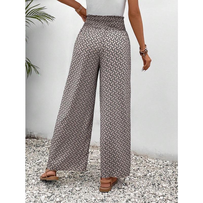 VEZFAA Women's Fashion Casual Plaid Print High Waist Trousers Pants & Capris